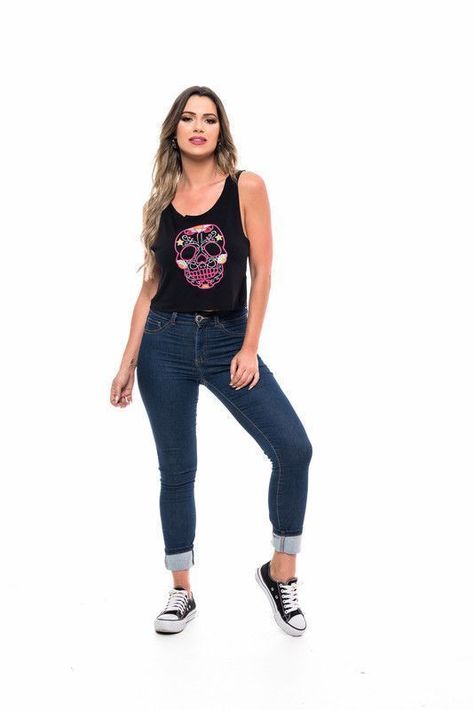 POLERA SM BORDADA SKULL BLACK RC-3-1
