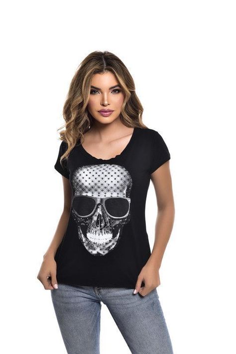 POLERA MC PEDRERIA SKULL SMILE BLACK RC-11-0