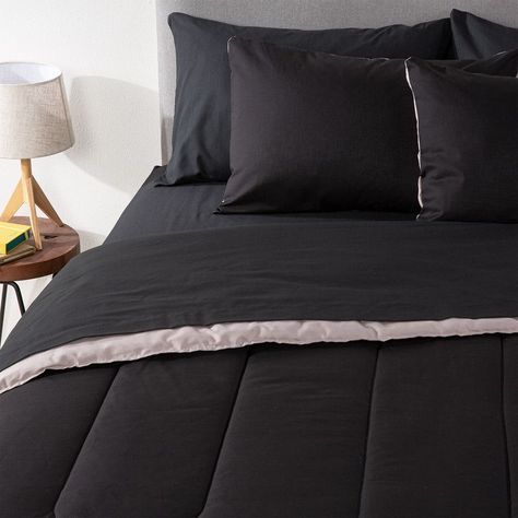 PLUMON BICOLOR ARTHOME GRIS NEGRO 1.5 PLAZAS-1