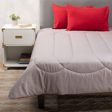 Plumon Rojo Gris 2 Pl + Pack 2 Almohadas Rojo Arthome-3