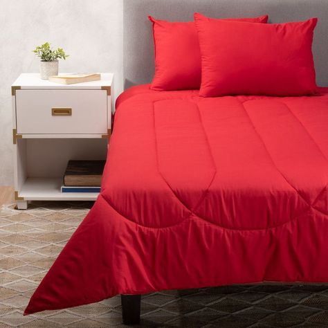 Plumon Rojo Gris 2 Pl + Pack 2 Almohadas Rojo Arthome-0