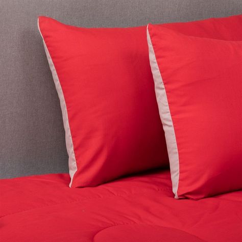 Plumon Rojo Gris 2 Pl + Pack 2 Almohadas Rojo Arthome-5