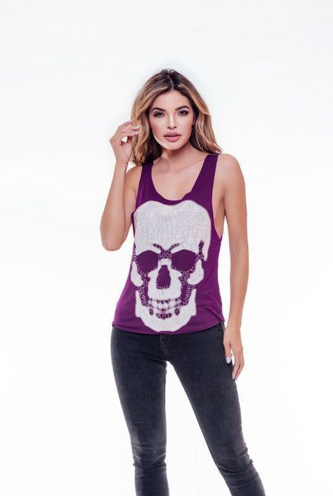 POLERA SM PEDRERIA SKULL PURPLE RC-5-0