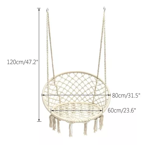 SILLA  HAMACA TEJIDA COLGANTE TIPO COLUMPIO PARA INTERIOR Y EXTERIOR-2