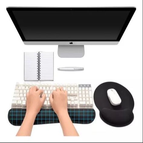 Reposa Muñecas Para Teclado + Mouse Pad Con Apoya Muñeca color Negro-2