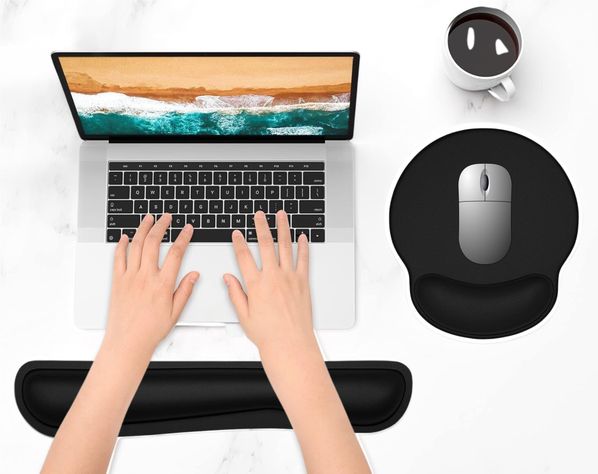 Reposa Muñecas Para Teclado + Mouse Pad Con Apoya Muñeca color Negro-3