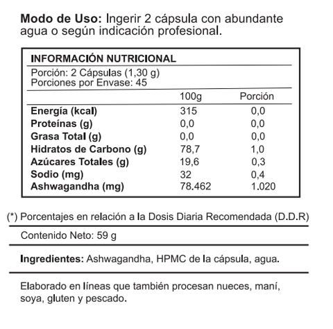 ASHWAGANDHA 1000mg  - 90 Cápsulas | 45 Servicios-1
