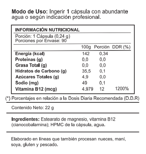 VITAMINA B12 12mcg [90 Cápsulas | 90 Servicios]-2