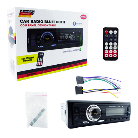 Radio auto panel desmontable azul USB Bluetooth AUX 55W-3