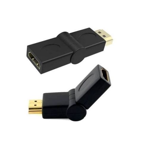 Copla HDMI Hembra a HDMI Macho con giro de 180 grados-0