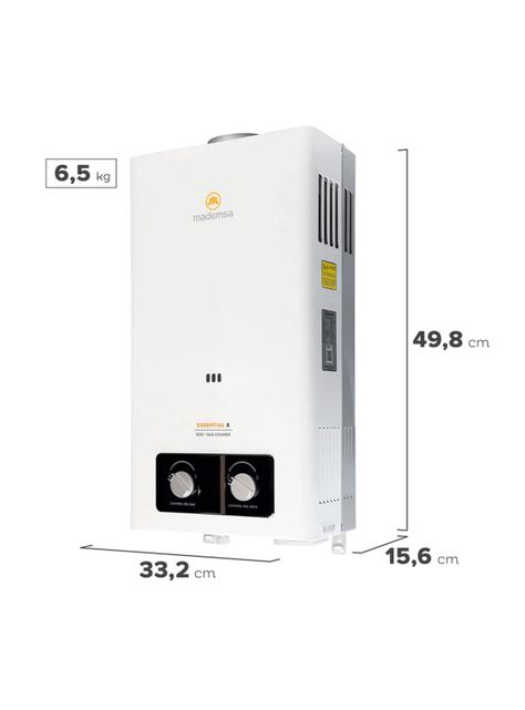 Calefont Gas Licuado 8 Litros Tiro Natural Essential 8 Eco-1