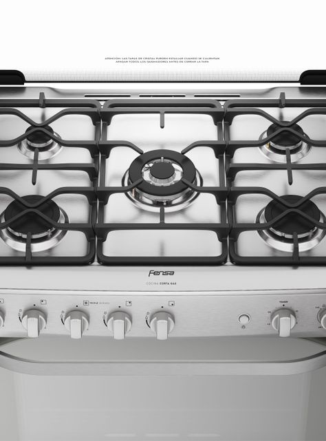 Cocina a Gas 5 Platos Fensa VaporBake Triple Llama F 5500 T-6
