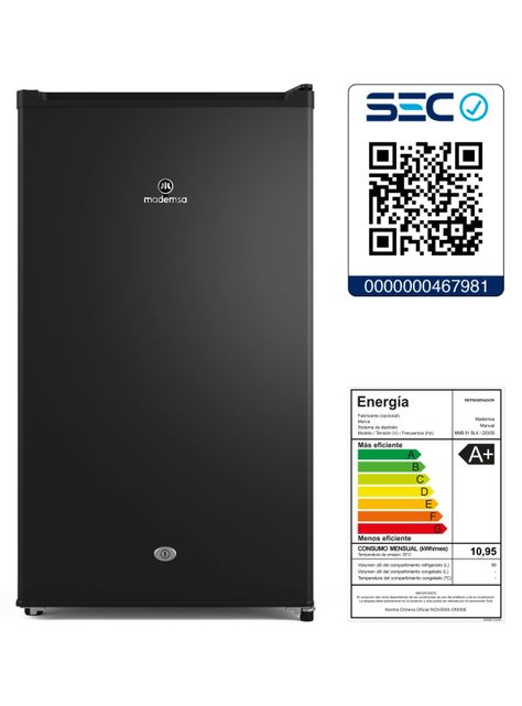 Frigobar Mademsa 90L Frío Directo con Llave y Luz LED MMB91-7