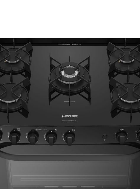 Cocina a Gas 5 Platos Fensa Cubierta Vidrio F 6500 T-4