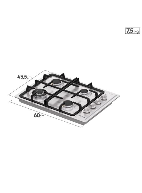 Encimera a Gas 4 Platos Encendido Eléctrico FCE 4.3HF T Inox-1