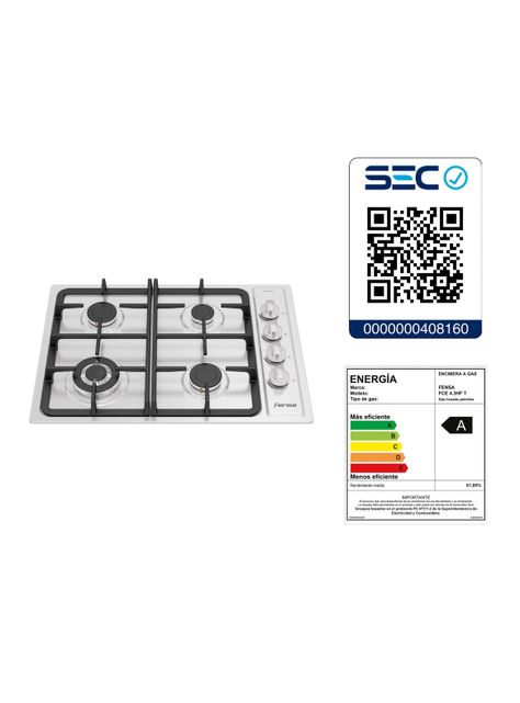 Encimera a Gas 4 Platos Encendido Eléctrico FCE 4.3HF T Inox-6