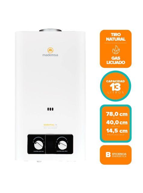Calefont Gas Licuado 13 Litros Tiro Natural Essential 13 Eco-2
