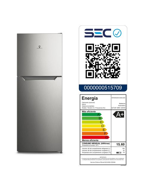 Refrigerador 197L No Frost Top Freezer Inverter Altus 1200 I-7