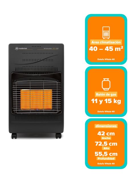 Estufa a Gas Mademsa 11-15kg 4 Kw Vittale 40 Negra-2