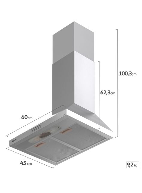 Campana de Cocina Extractora Fensa Pared 60cm FXD 6465 -1