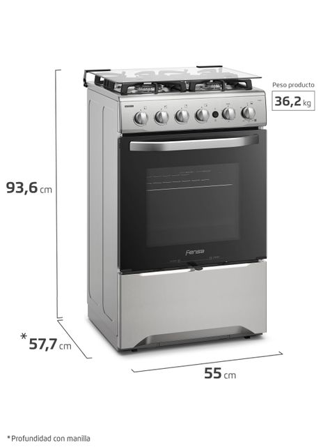 Cocina a Gas 4 Platos Fensa VaporBake y Timer F 2606 T-1