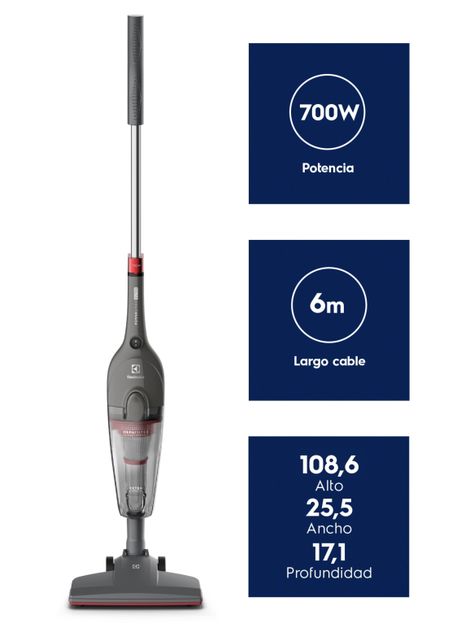 Aspiradora Vertical con Cable Electrolux 700W 2 en 1 con Filtro HEPA STK15 Gris-3
