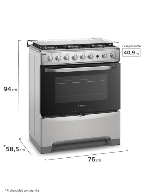 Cocina a Gas 6 Platos Fensa VaporBake y Timer F 5300 T-1