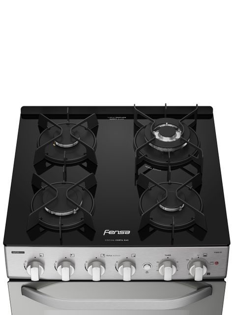 Cocina a Gas 4 Platos Fensa Cubierta Vidrio F 3000 RT Inox-4