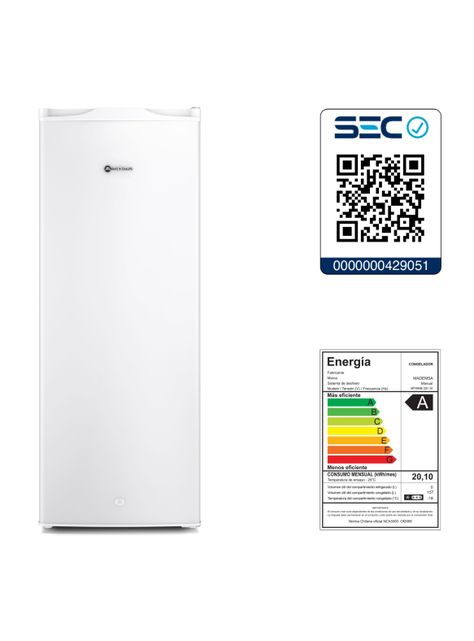Congelador Freezer Vertical 157L Frío Directo MFV645B-7