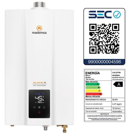 Calefont Gas Licuado 16 Litros Tiro Balanceado Balanced 16-7