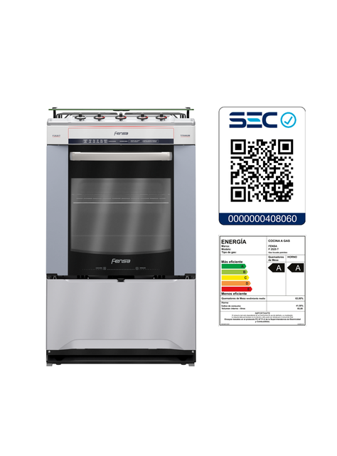 Cocina a Gas 4 Platos Fensa Quemadores Laterales F2525 T-7