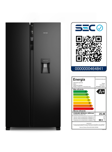 Refrigerador Fensa 436L No Frost Side By Side SFX440B Negro-7