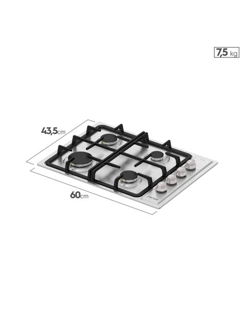 Encimera a Gas 4 Platos Encendido Eléctrico FCE 4 HF T Inox-1