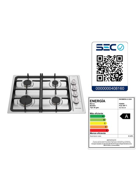 Encimera a Gas 4 Platos Encendido Eléctrico FCE 4 HF T Inox-6