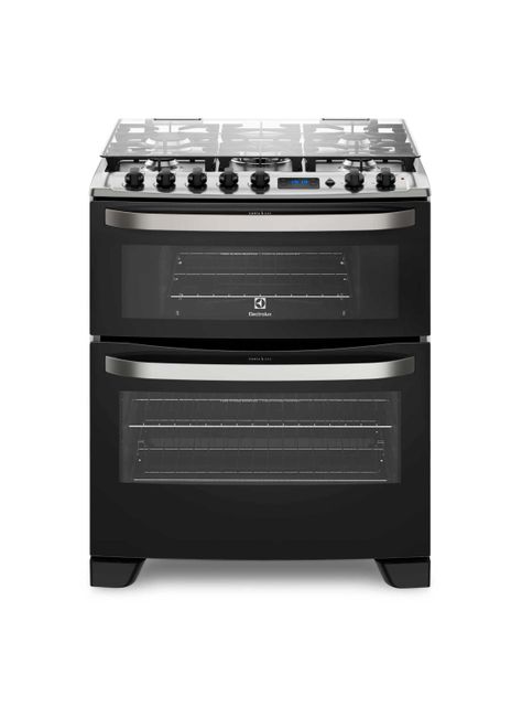 Cocina a Gas 5 Platos Doble Horno Timer Digital 76DBA Negra-0