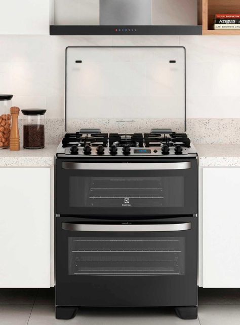 Cocina a Gas 5 Platos Doble Horno Timer Digital 76DBA Negra-3