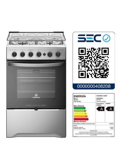 Cocina a Gas 4 Platos Mademsa Triple Llama y Grill M 795 T-7