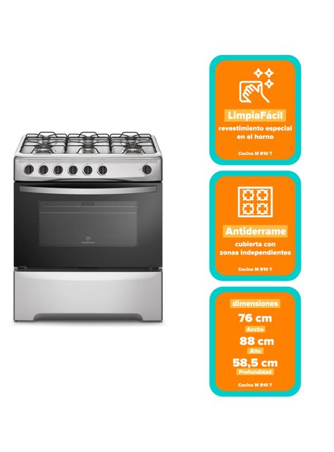Cocina a Gas 6 Platos Mademsa Parrillas de Alambrón M 810 T-2