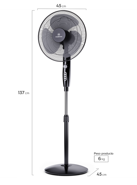 Ventilador Pedestal Mademsa 55W Timer SF160-1