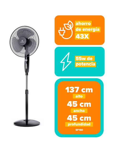 Ventilador Pedestal Mademsa 55W Timer SF160-2