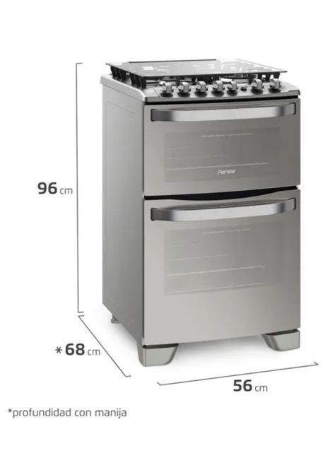 Cocina a Gas 4 Platos Fensa Doble Horno Timer Digital 56 DXT-1