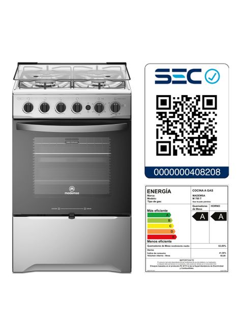 Kit Cocina A Gas 4 Platos Inox M 785 T + Campana MX 6270-3