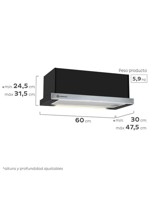 Kit Cocina A Gas 4 Platos Inox M 785 T + Campana MX 6270-5