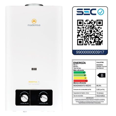 Calefont Gas Natural 13 Litros Tiro Natural Essential 13 Eco-7