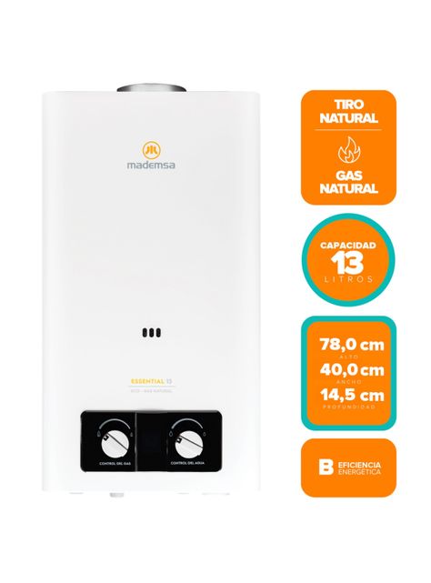 Calefont Gas Natural 13 Litros Tiro Natural Essential 13 Eco-2