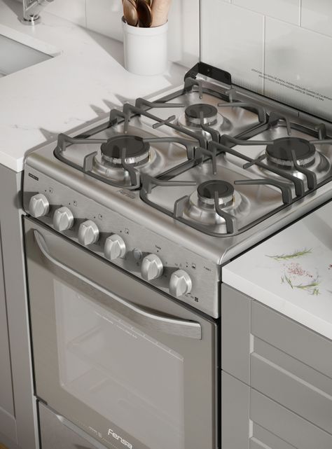 Cocina a Gas 4 Platos Fensa Quemadores Laterales F 2608 T-3