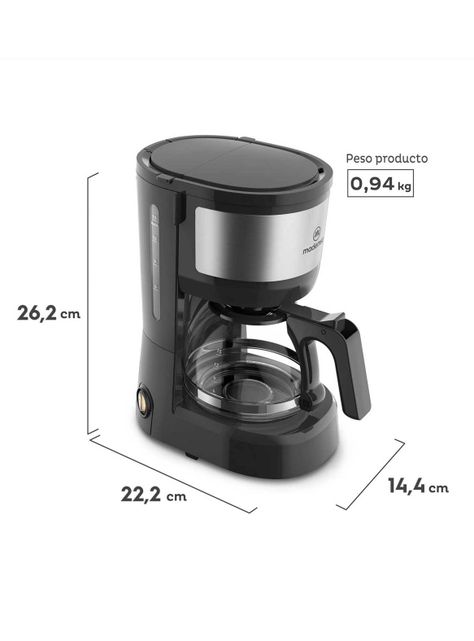 Cafetera Eléctrica Mademsa 0,6L Jarra de Vidrio 600W MCM10-1