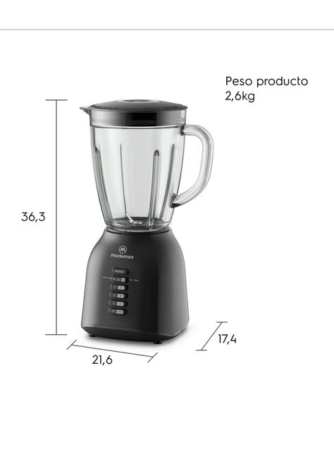 Licuadora Mademsa 1,5L con 6 velocidades 400W MBL40-1