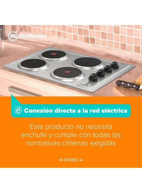 Encimera Eléctrica 4 Platos Mademsa M EE48ED A Inox-6