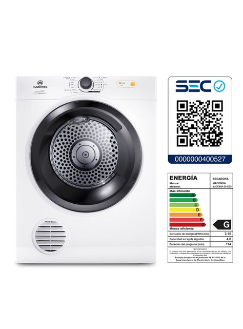 Secadora de Ropa Mademsa 9Kg Secado Automático 9D BZG Blanca-5